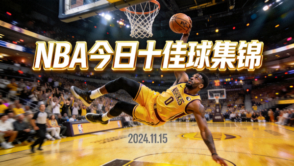 NBA今日十佳球集锦封面，球员战斧式扣篮瞬间